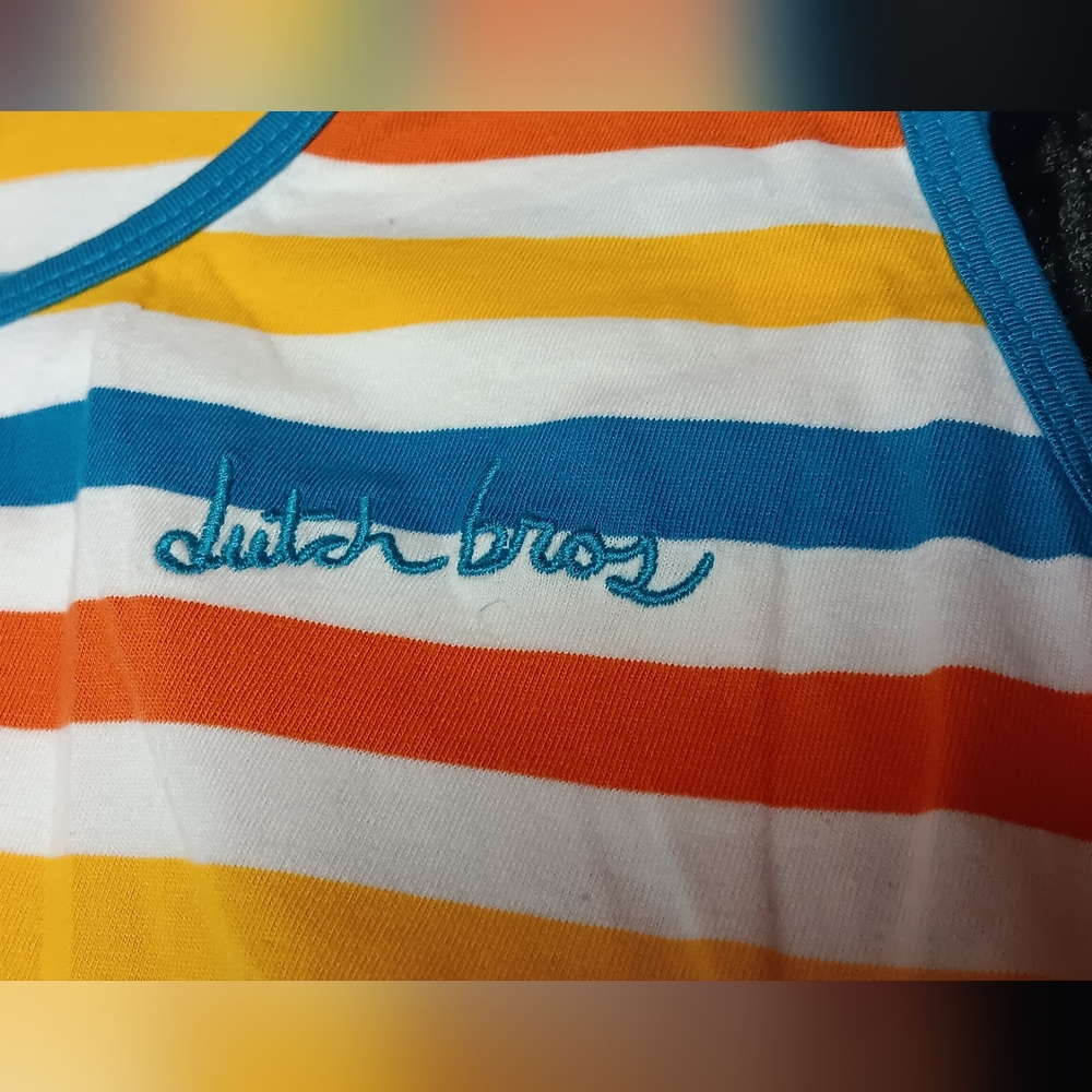 USED Dutch Bros Striped Tank Top